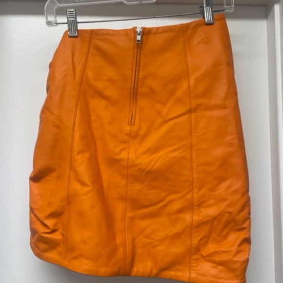 Camila Coelho Clementine Leather Skirt Orange - Picture 11 of 13